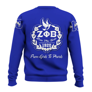 Sweat-shirt à lettres grecques Zeta Phi Beta Sorority 1920 pour femmes, col rond bleu, pull brodé - Product Image 2