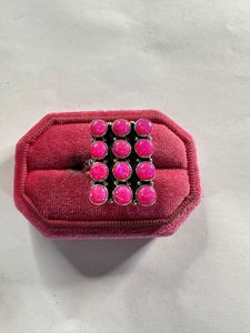 Ajustable hecho a mano caliente Rosa fuego ópalo plata esterlina rectángulo anillo corte ovalado piedra Natural bisel ajuste para bodas fiestas - Product Image 3