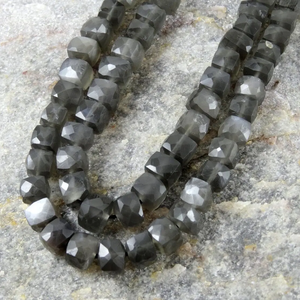 Top Grade 7mm 8mm naturel Flashy gris pierre de lune à facettes Cube perles collier fabriqués à la main perles de pierres précieuses bijoux du fournisseur - Product Image 2