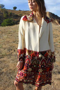 Women's <b>Long</b> Sleeve <b>Winter</b> Jacket Hand Embroidered Knee Length Party Wear with Patterns Decoration Woven Cloth Fabric - Product Image 4