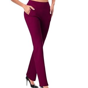 Pantalon uni de couleur unie pour femmes pantalon de femme pantalon en coton pour le bureau décontracté respirant pour l'extérieur pantalon de femme - Product Image 6