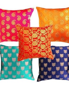 Home Decor 16 X 16 Festival Diwali Indian Decor <strong>Brocade</strong> Silk Cushion Cover Boho Decorative <strong>Pillow</strong> Case Gifting Item Housewarming - Product Image 6