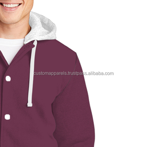 Custom Cotton Fleece Varsity <b>Jacket</b> with Embroidery and Stand Collar for <b>Men</b> - Product Image 4