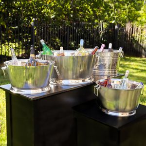 Popular Champagne <b>Ice</b> <b>Bucket</b> for Bar Ware & Party Ware Metal Stainless Steel Hammered Oval <b>Ice</b> <b>Bucket</b> With Handle - Product Image 2