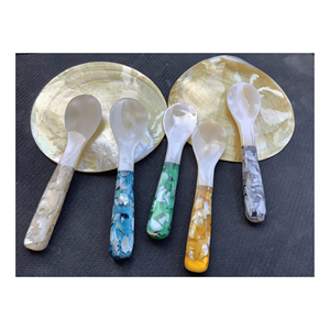 Cuillère artisanale en coquillage du Vietnam avec nacre et conque Cuillère en coquillage pour le caviar gastronomique et le service de restauration de luxe - Product Image 6