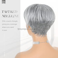 Perruque Courte Synthétique Coupe Pixie avec Frange sans Colle, Perruque Ondulée Dégradée pour Femmes