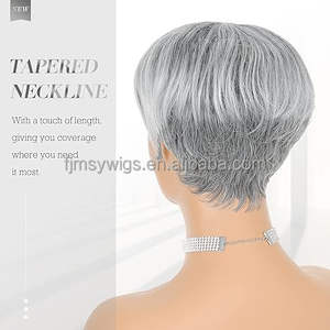Perruque Courte Synthétique <span class=keywords><strong>Coupe</strong></span> Pixie avec Frange sans Colle, Perruque Ondulée Dégradée pour Femmes - Product Image 5
