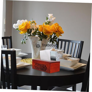 Caja de Pañuelos de Madera Tallada Ecológica, Portapañuelos Hecho a Mano Natural para Hogares Modernos Tradebyd - Product Image 2