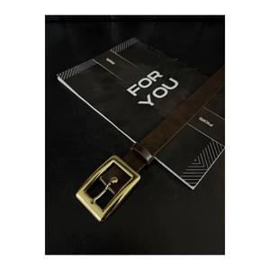 Square <b>Gold</b> Buckle Women's Trouser <b>Belt</b>, Jacket <b>Belt</b>, <b>Dress</b> <b>Belt</b>, Shirt <b>Belt</b> - Coffee - Product Image 3