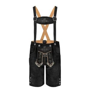 Nouvelle arrivée léger hommes bavarois Lederhosen toile cuir pantalon broderie solide écologique Vintage Oktoberfest - Product Image 1