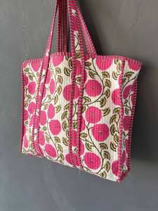 Jaipuri Style bohème femmes sac à bandoulière main bloc imprimé coton indien Kantha matelassé double poignée conception pour le voyage - Product Image 5