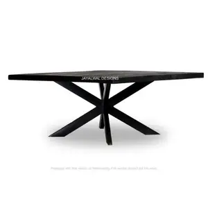2023 mobili da esterno di vendita caldi tavolo da pranzo quadrato in legno di Mango tavolo da pranzo in legno massello nero in stile industriale