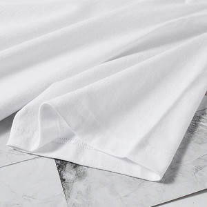 OEM logo 250gsm 100% algodón mujeres cuello en V liso manga corta Camiseta logotipo impreso en blanco Unisex camiseta para hombres - Product Image 5