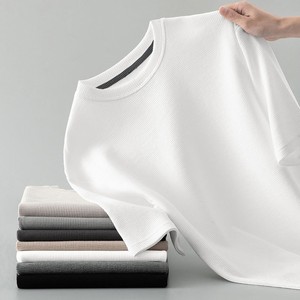 T-shirt en maille gaufrée personnalisé avec logo OEM, manches courtes, col recouvert, été, décontracté, professionnel, cool, haut de gamme - Product Image 3