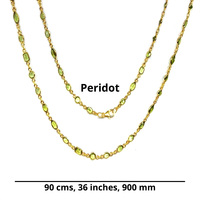Vêtements de mariage de tous les jours 925 collier de chaîne à maillons en argent sterling à la mode péridot pierres précieuses plaqué or Style classique pour dames