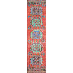 Alfombras de Lana Anudadas a Mano de Estilo Vintage en Rojo Anaranjado, Alfombra Grande de Jaipur Pae-2519 con Medallón para Sala de Estar, Pasillo, Nueva Alfombra de Jaipur US - Product Image 1