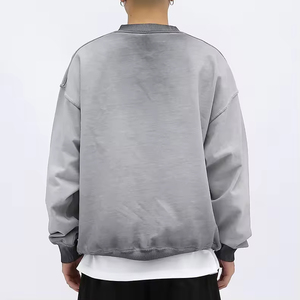 Sudadera Vintage con Degradado Lavado Ácido, 100% Algodón, Talla Grande, Otoño, Hombros Caídos, 420g, Gruesa, Diseño Sólido - Product Image 3