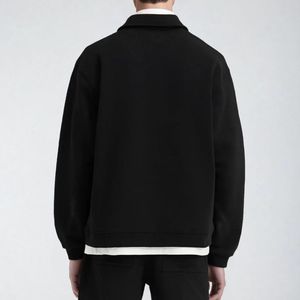 Sweat-shirt à fermeture éclair quart de tour en molleton français lourd de style actuel pour hommes Noir Streetwear 100% coton Doublure d'hiver Motif uni - Product Image 5
