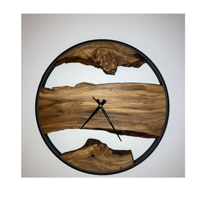 Tenture murale en bois Artisanat rond et cadre en métal Design Top Vente Fantaisie Design Unique Horloge murale en bois - Product Image 1