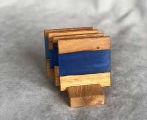 Juegos de posavasos de madera de resina elegantes y funcionales Accesorio único para el hogar Combinando alfombrillas y almohadillas de madera y resina - Product Image 2