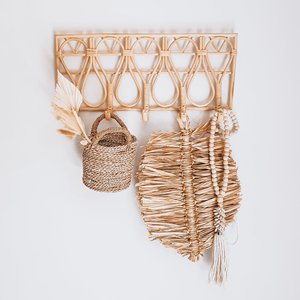 Handcrafted 100% Natural Rattan Clothes Hanger <b>Hook</b> <b>Wall</b>-mounted <b>Wall</b> Hanging Kids Coat Hangers - Product Image 6
