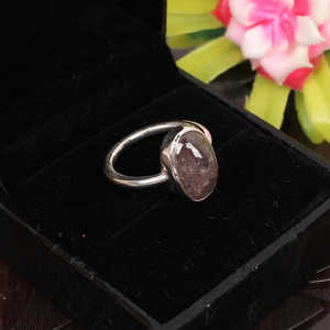 Anillo de piedras preciosas de turmalina ahumada de Estilo Vintage al por mayor, ajuste de bisel de plata de ley chapado en rodio ovalado 14x10mm principal de platino - Product Image 6