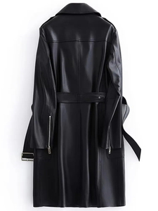 2025สุดหรูดีไซเนอร์สำหรับผู้หญิงแจ็กเก็ตมอเตอร์สำหรับขี่มอเตอร์ไซค์สีขาวหนังเทียมสีดำเข็มขัดเย็นสำหรับฤดูใบไม้ผลิฤดูใบไม้ร่วงลวดลายทึบสีแทน - Product Image 2