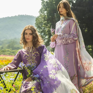 ชุดเดรสยาวถึงเข่าสำหรับผู้หญิง, เดรสฤดูร้อนทรงเอแขนยาวคลุมเข่าสำหรับใส่สนามหญ้าและผ้าฝ้ายสำหรับผู้หญิงปากีสถาน - Product Image 1