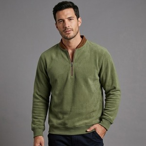 Sweat-shirt polaire personnalisé à demi-zip pour homme, coupe décontractée, épais, coupe-vent et respirant, idéal pour l'automne - Product Image 1