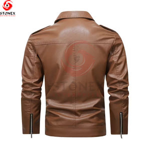 Chaqueta de Cuero de Piel de Oveja de Diseño de Moda de Alta Calidad para Hombre, Diseño de Logotipo Personalizado, Color Marrón, Impermeable para Invierno - Product Image 2