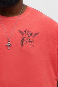 Comprar al por mayor OEM personalizado serigrafiado Camiseta 100% algodón 300 gramos manga corta suelta cuello redondo Casual alfabeto - Product Image 3