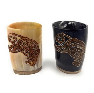 Vaso de Chupito de Cuerno de Búfalo Hecho a Mano, Ecológico y de Primera Calidad, con Diseño Animal y Religioso, para Vino, Whisky y Cócteles - Product Image 5