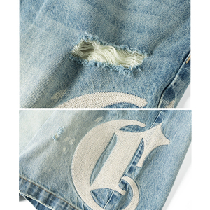 Shorts de Mezclilla de Cintura Media, Estilo Cuadrado, para Niños Grandes, 100% Algodón, Ecológicos, con Bordado Personalizado - Product Image 5