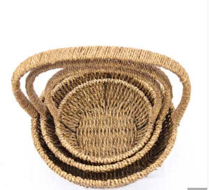 Lot/3 paniers de rangement en jacinthe pour fleuriste et panier floral panier en jonc de mer tissé de FACTORY de bonne qualité - Product Image 3