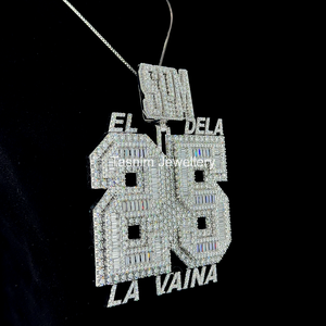 Pendentif personnalisé en argent sterling 925 plaqué or 10 carats, 3 pouces, style hip-hop, diamant moissanite VVS, lettre de nom glacée, GIA - Product Image 2