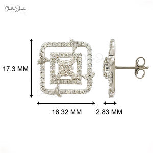 Pendientes de Diamantes en Forma Cuadrada de 1.3 Quilates, Oro Blanco Sólido de 18K, Joyería Fina, Regalo de Boda y Aniversario, Listos para Enviar - Product Image 2
