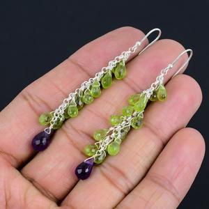 Spinner <b>Peridot</b> Gemstone Girls Simple <b>Earrings</b> 925 Solid Sterling Silver Fashion <b>Earrings</b> Women Girls <b>Earrings</b> Silver Jewelry - Product Image 4