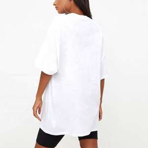 2025 camisetas de mujer de Color liso, camisas de talla grande, Camiseta de algodón de gran tamaño para mujer con logotipo personalizado, Camiseta de algodón 100% - Product Image 2