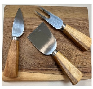 ชุดมีดหั่นชีสสีทองมี6ชิ้นมีดตัดเนยพิซซ่าด้ามไม้โลโก้ตามสั่ง - Product Image 4