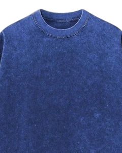 Camiseta Unisex Extra Grande de Algodón Azul Lavado, Estilo Vintage con Lavado Ácido, Hombros Caídos, Ropa de Calle Informal de Verano, Camiseta Unisex - Product Image 4