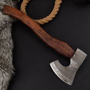 Hache à barbe de style viking personnalisée en acier au carbone forgé à la main avec manche en bois et étui en cuir, hachette OEM pour le travail du bois - Product Image 4