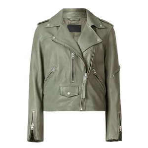 Veste en cuir PU de haute qualité avec logo personnalisé Veste de moto casual avec ceinture en simili cuir Veste manteau de motard à fermeture éclair pour femmes - Product Image 1