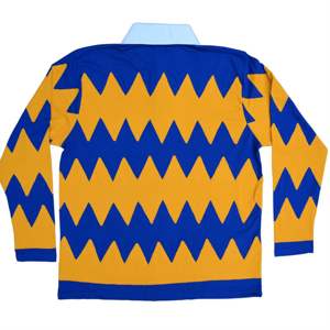 Custom Vintage Zigzag Stripe Rugby Polos Casual Sportswear Logo Organic University Camisa de manga larga para los hombres de color azul real - Product Image 4