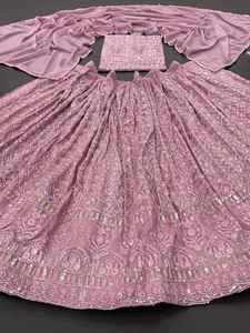 บอลลีวูดดีไซเนอร์ lehenga ชุดหนังเทียมตามความต้องการของผู้หญิงชุดปาร์ตี้จากอินเดีย - Product Image 3