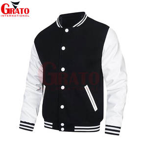 Automne hiver hommes élégant décontracté brodé laine respirant Varsity Bomber veste col montant poches nouveauté - Product Image 5