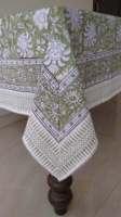 Nappe jetable en coton 100% à imprimé floral vert sauge, style indien, pour mariages et réceptions