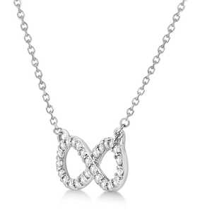 Collier pendentif en or blanc 14 carats avec diamants torsadés en forme d'infini avec diamants de 0,50 ct - Product Image 3