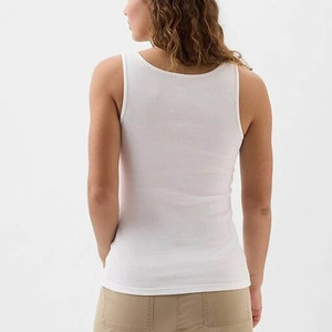Débardeur à col carré blanc pour femmes | Chemise coupe ajustée sans manches en coton minimaliste | Vêtements décontractés de base | ODM OEM disponible - Product Image 4