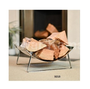 Soporte de estante de troncos curvo con acabado de latón, organizador de almacenamiento de madera de diseño moderno decorativo para decoración interior y exterior del Hogar - Product Image 2