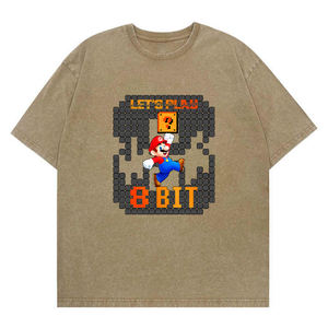 "دعونا نلعب 8-بت" بكسل ماريو غسلها تي-الرجعية الألعاب الحنين خمر نمط الراحة - Product Image 3